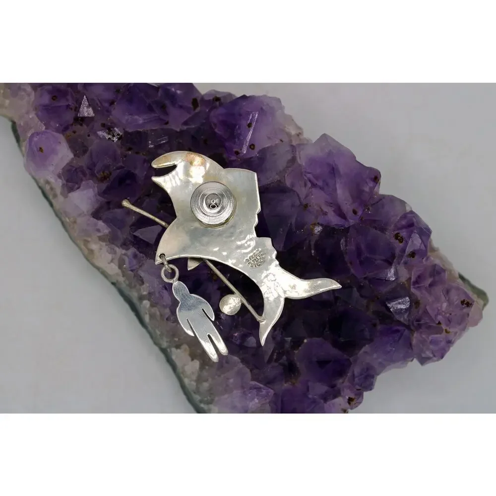Far Fetched Sterling Silver Satire Fishing Pin